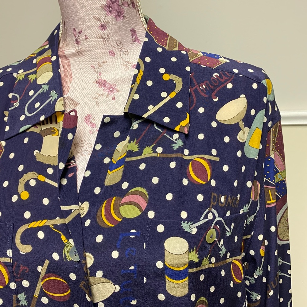LAUREL by ESCADA 100% Silk Blouse Button Down Shirt